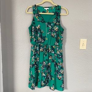 Maurices Green floral tank dress Med